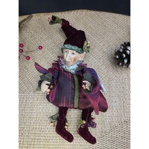 Katherine's Collection 14" Beanbag Elf Figurine Velvet Posable Christmas VTG 91'